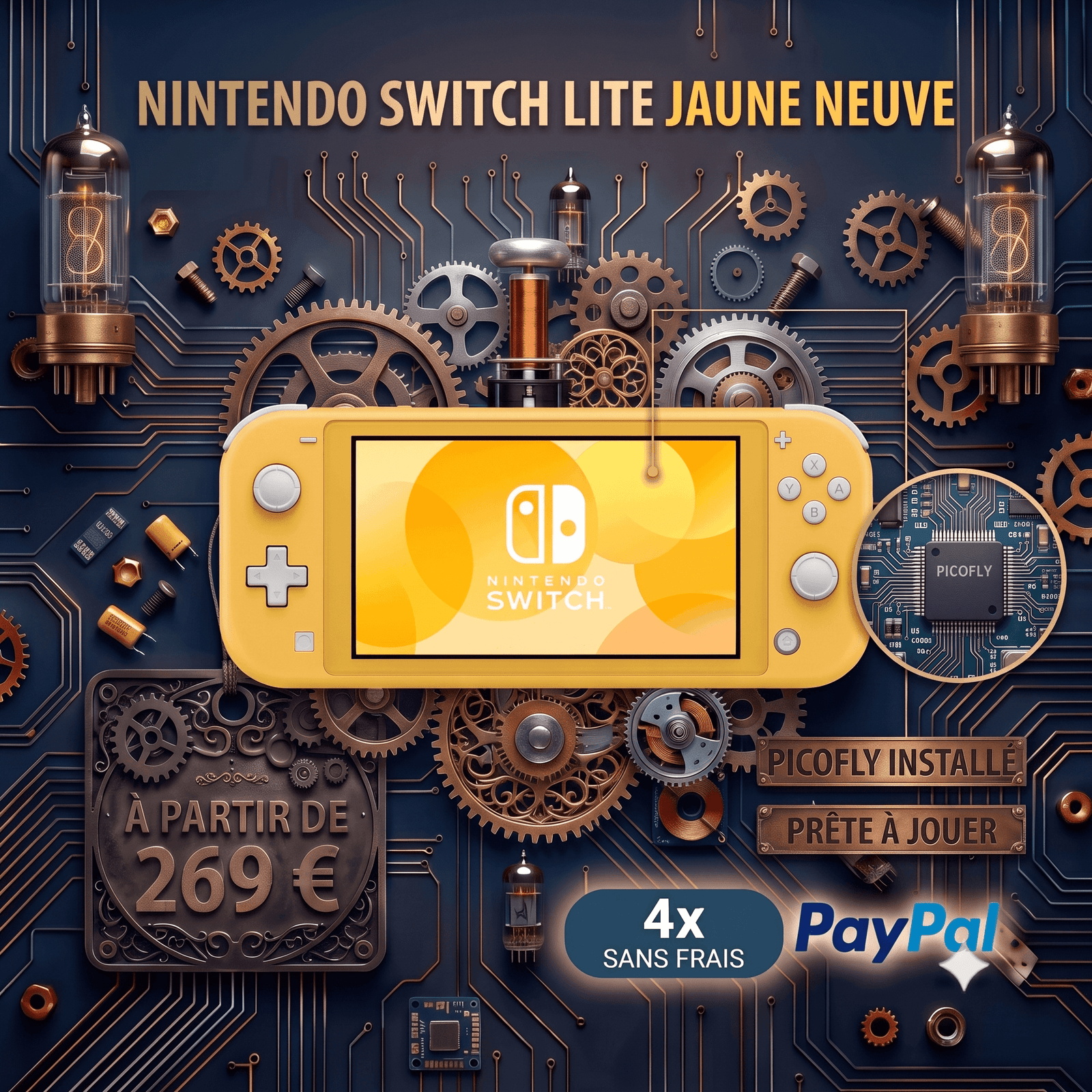 Console Nintendo Switch Lite jaune neuve avec puce Picofly installée