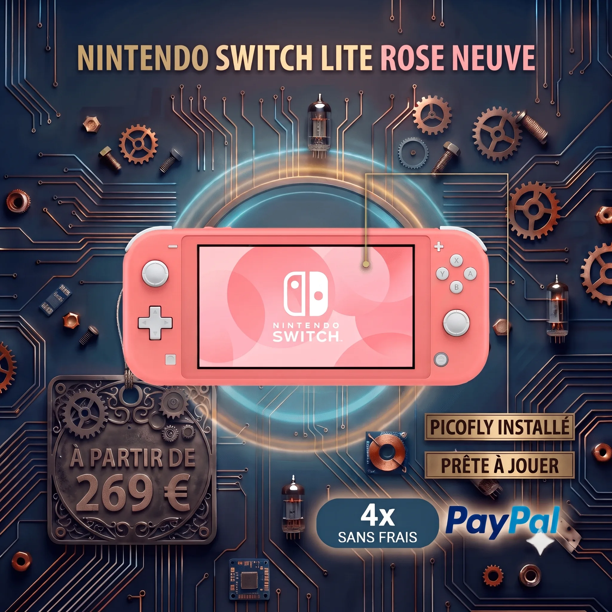 Console Nintendo Switch Lite rose neuve modifiée puce Picofly prête à jouer