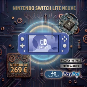 Console Nintendo Switch Lite bleue neuve avec puce Picofly installée