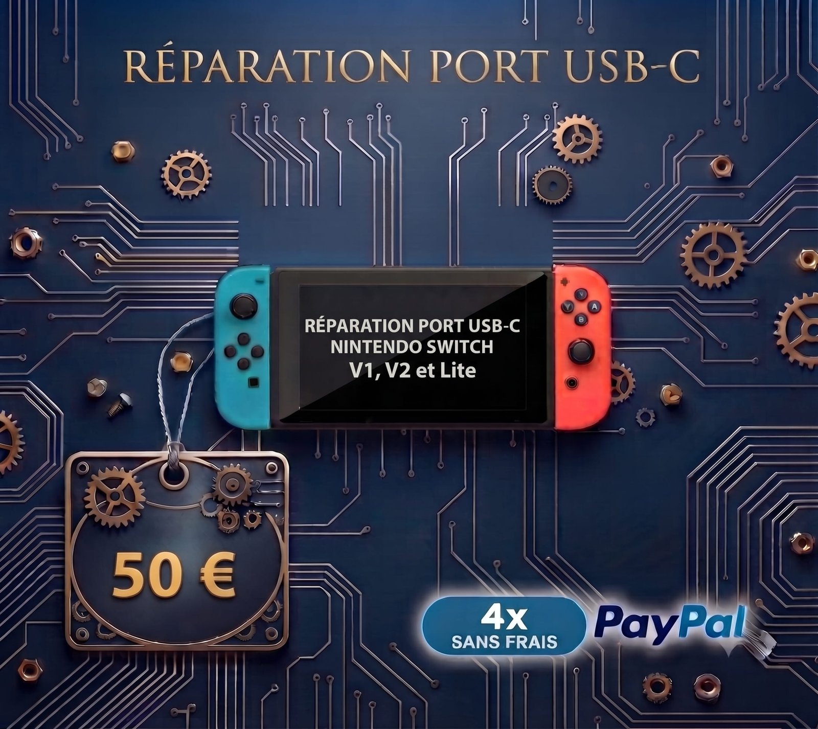 Remplacement port USB-C Nintendo Switch V1 V2 Lite à Saintes