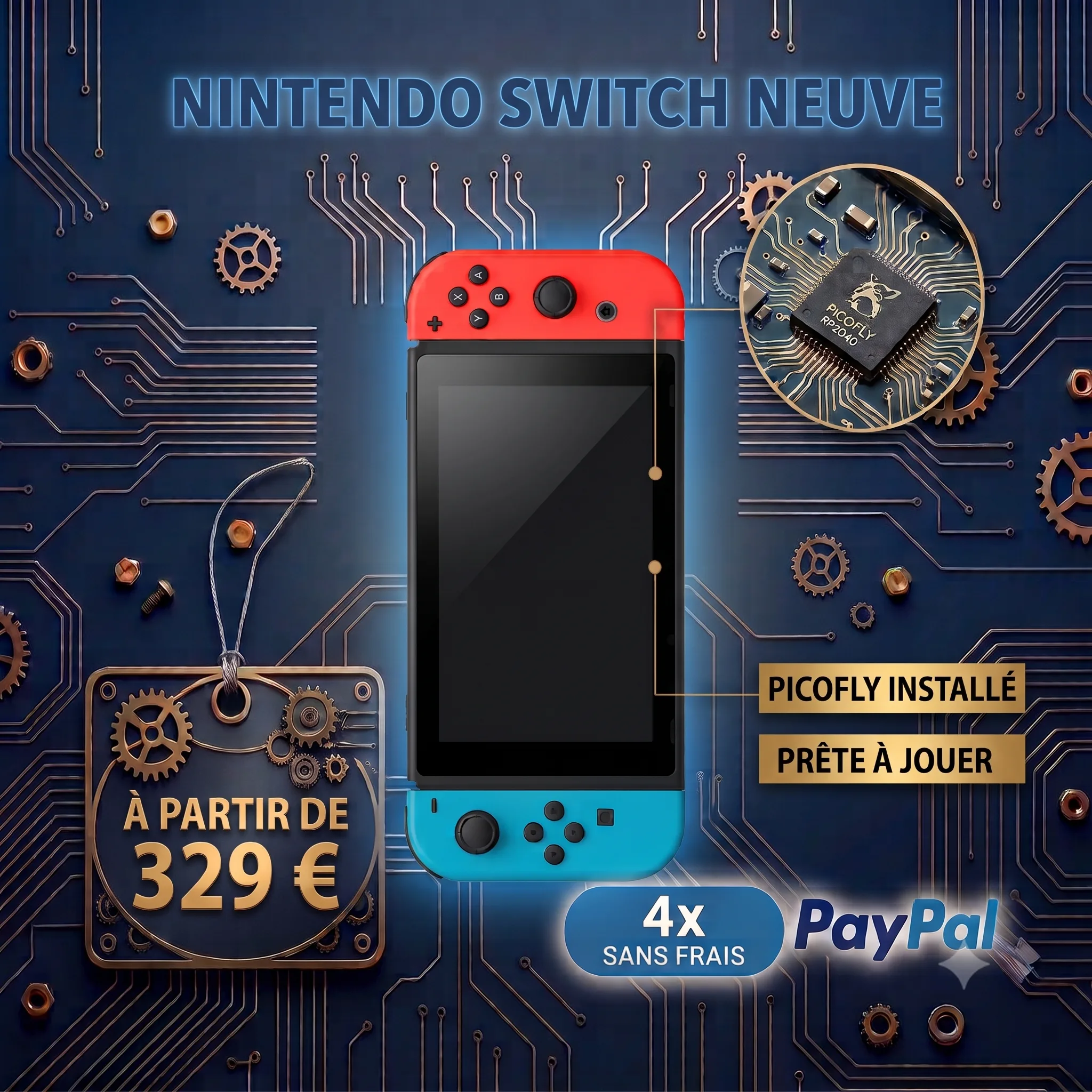 Console Nintendo Switch neuve avec puce Picofly RP2040 installée